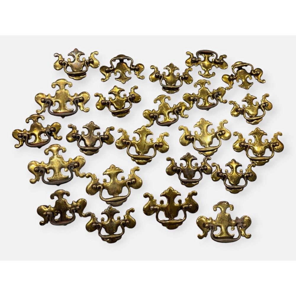 vintage antique Chippendale-style brass batwing drawer pulls